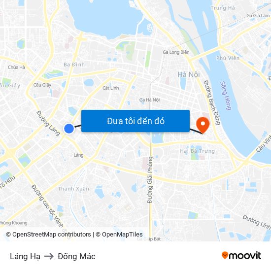 Láng Hạ to Đống Mác map