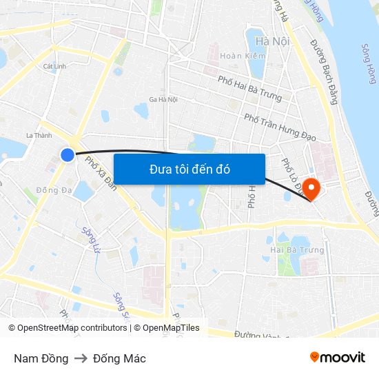 Nam Đồng to Đống Mác map