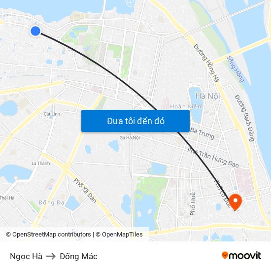 Ngọc Hà to Đống Mác map