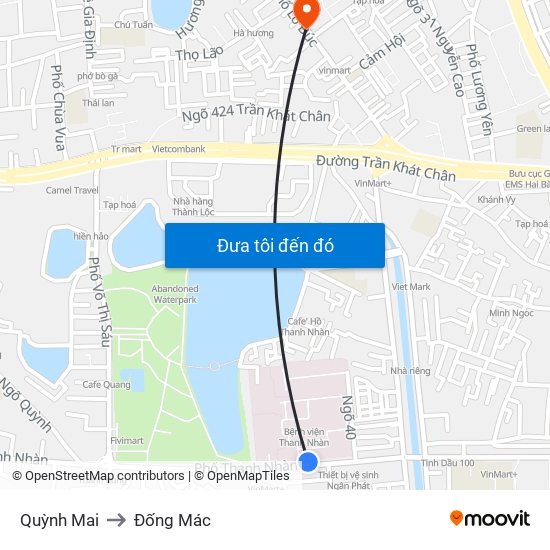 Quỳnh Mai to Đống Mác map