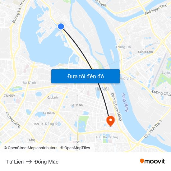 Tứ Liên to Đống Mác map