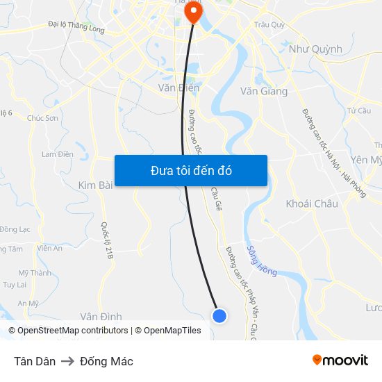 Tân Dân to Đống Mác map