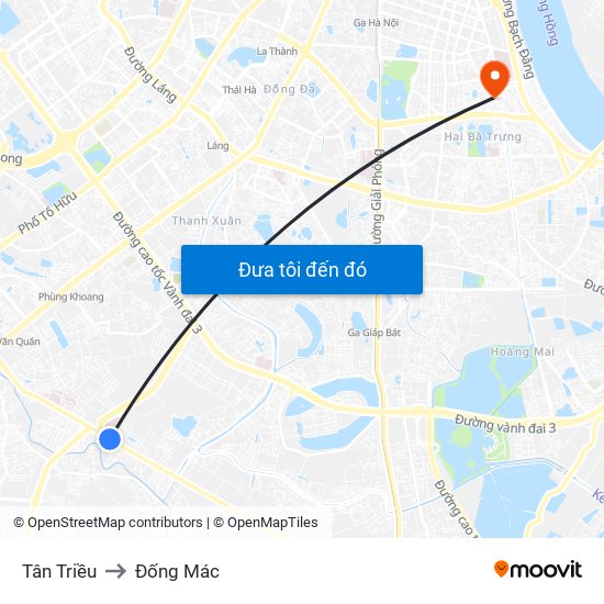 Tân Triều to Đống Mác map