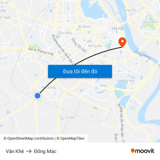 Văn Khê to Đống Mác map