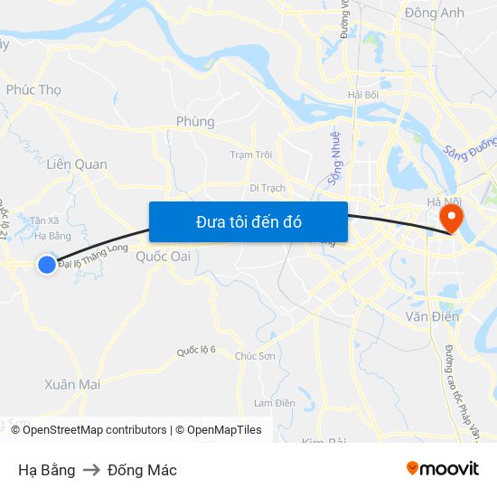 Hạ Bằng to Đống Mác map