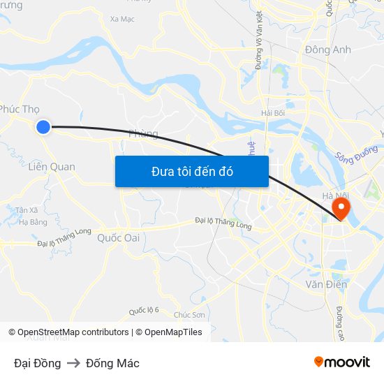 Đại Đồng to Đống Mác map