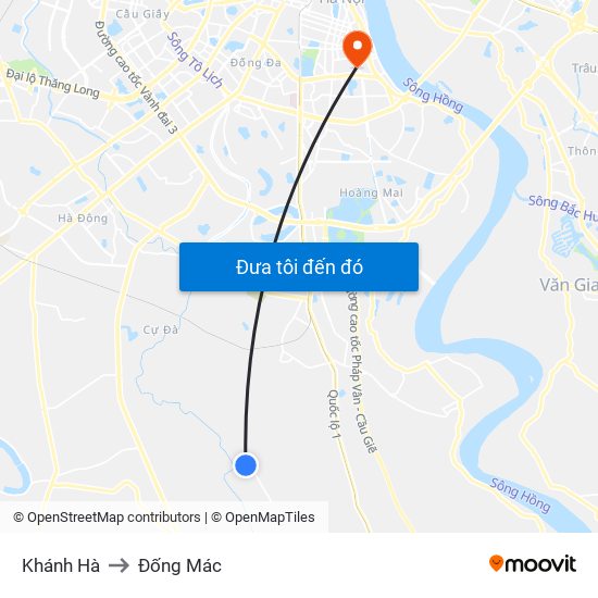 Khánh Hà to Đống Mác map