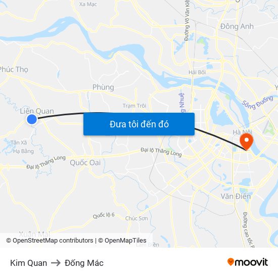 Kim Quan to Đống Mác map