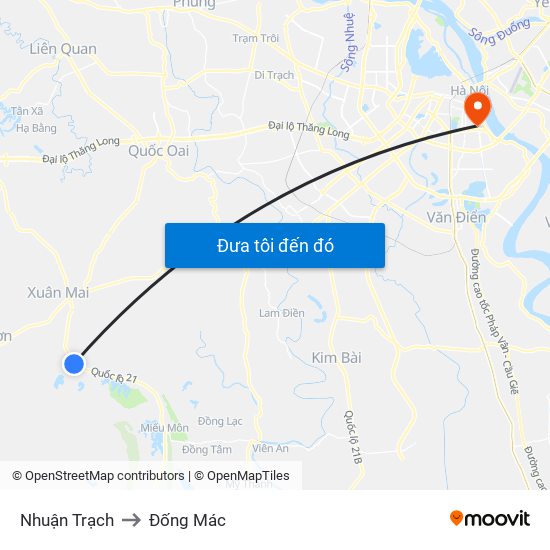 Nhuận Trạch to Đống Mác map