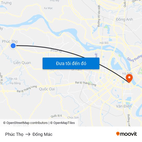 Phúc Thọ to Đống Mác map