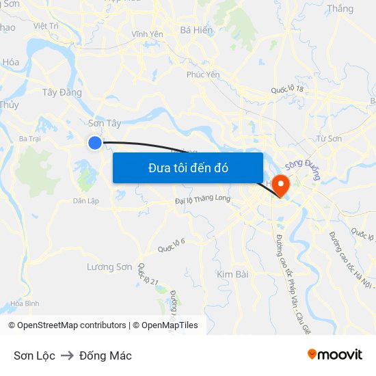 Sơn Lộc to Đống Mác map