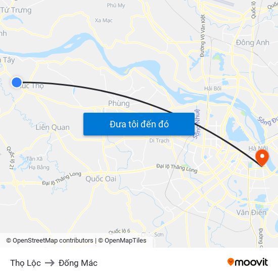 Thọ Lộc to Đống Mác map