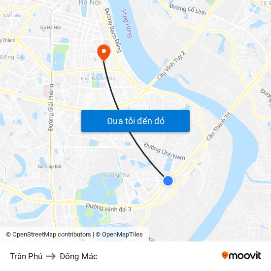 Trần Phú to Đống Mác map