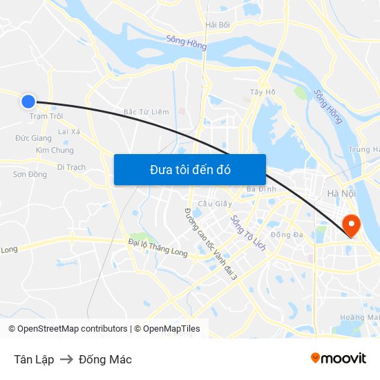 Tân Lập to Đống Mác map