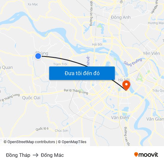 Đồng Tháp to Đống Mác map