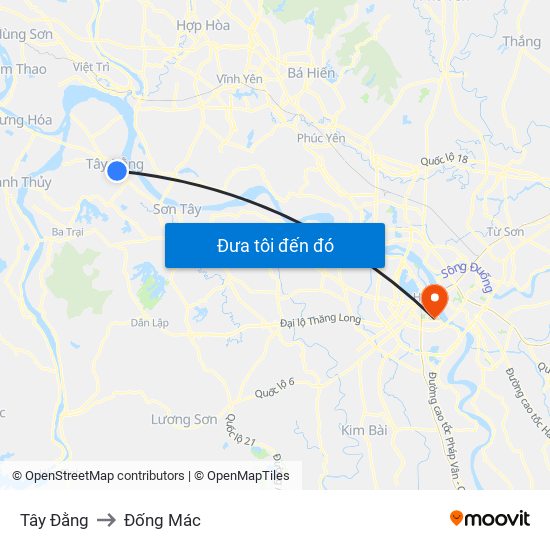 Tây Đằng to Đống Mác map