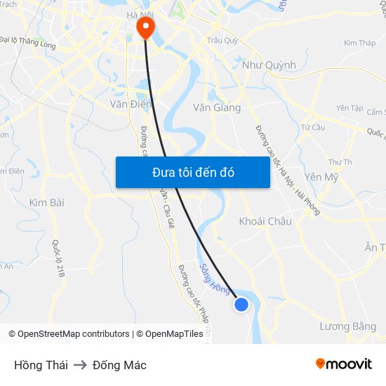 Hồng Thái to Đống Mác map