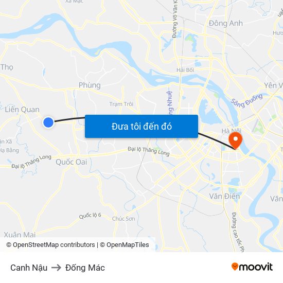 Canh Nậu to Đống Mác map