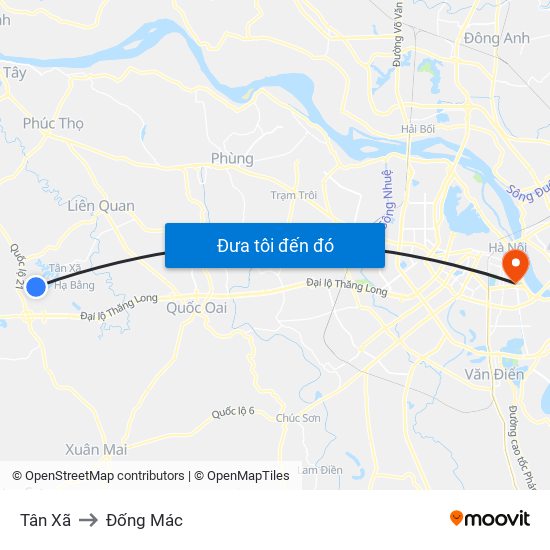 Tân Xã to Đống Mác map