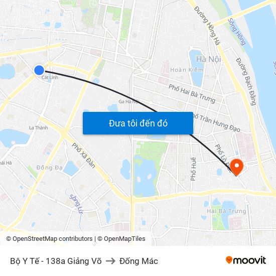 Bộ Y Tế - 138a Giảng Võ to Đống Mác map