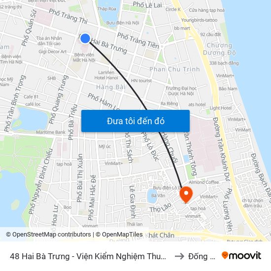 48 Hai Bà Trưng - Viện Kiểm Nghiệm Thuốc Trung Ương to Đống Mác map