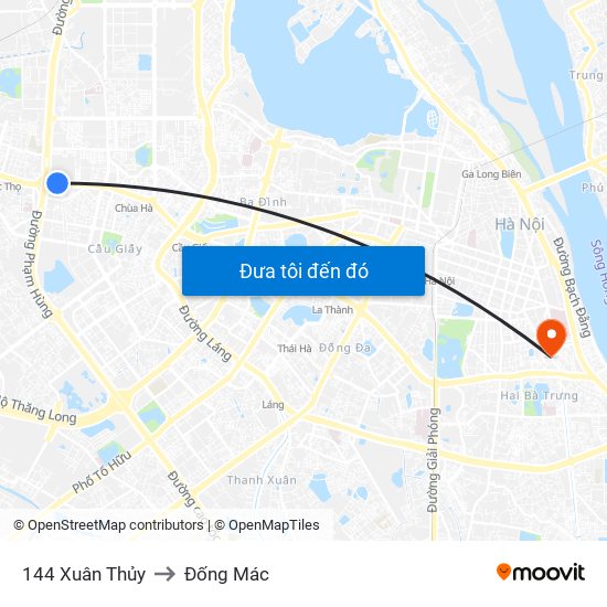 144 Xuân Thủy to Đống Mác map