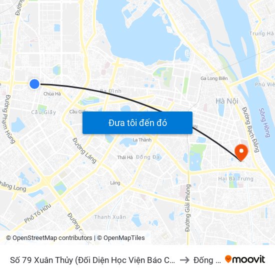 Số 79 Xuân Thủy (Đối Diện Học Viện Báo Chí Và Tuyên Truyền) to Đống Mác map