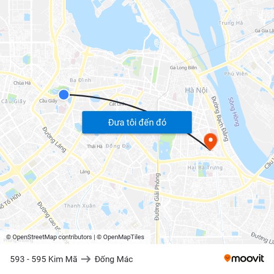 593 - 595 Kim Mã to Đống Mác map