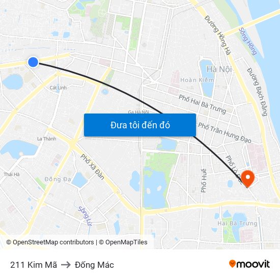 211 Kim Mã to Đống Mác map