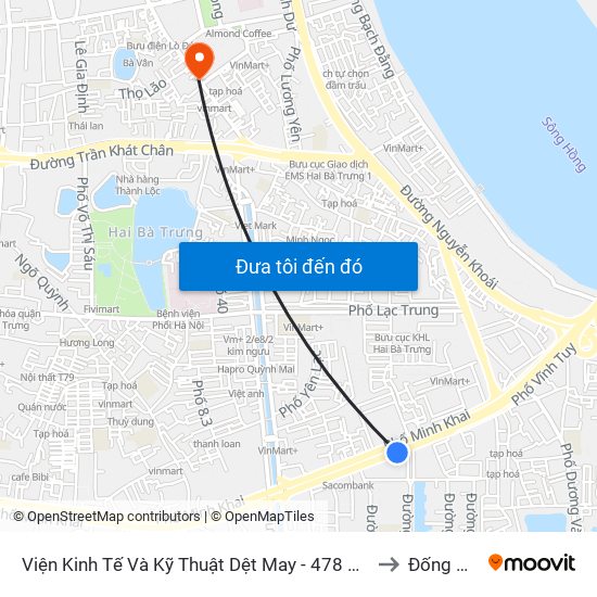 Viện Kinh Tế Và Kỹ Thuật Dệt May - 478 Minh Khai to Đống Mác map