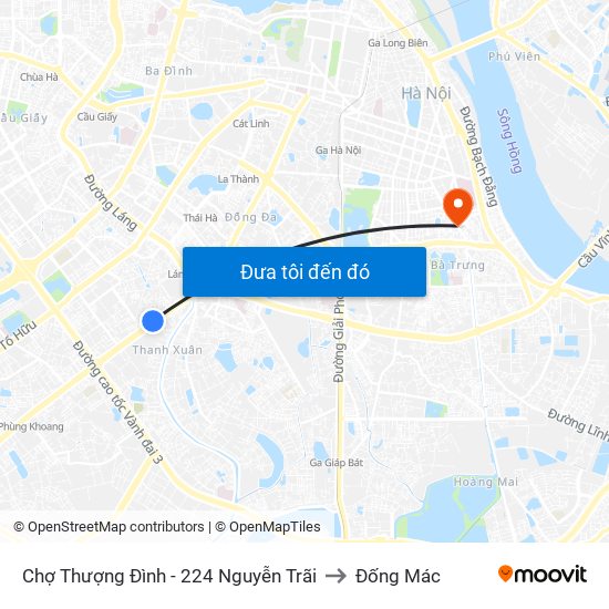 Chợ Thượng Đình - 224 Nguyễn Trãi to Đống Mác map