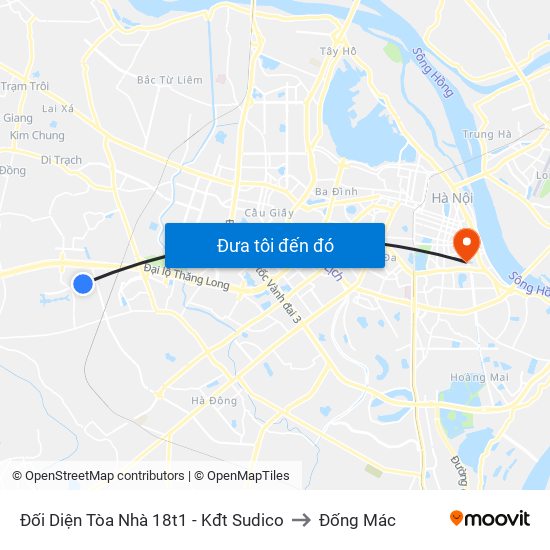 Đối Diện Tòa Nhà 18t1 - Kđt Sudico to Đống Mác map