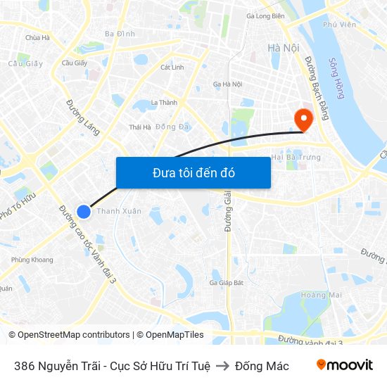 386 Nguyễn Trãi - Cục Sở Hữu Trí Tuệ to Đống Mác map