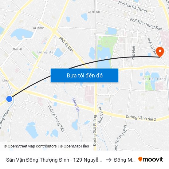 Sân Vận Động Thượng Đình - 129 Nguyễn Trãi to Đống Mác map