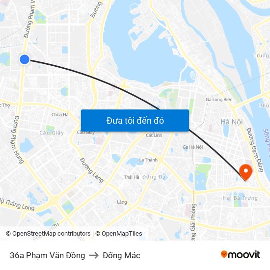 36a Phạm Văn Đồng to Đống Mác map