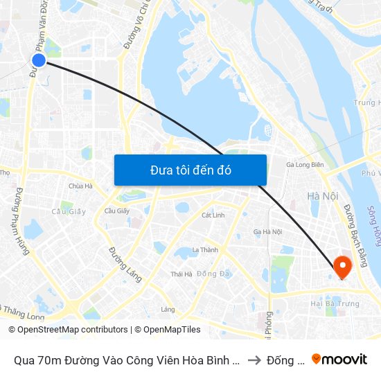 Qua 70m Đường Vào Công Viên Hòa Bình - Phạm Văn Đồng to Đống Mác map