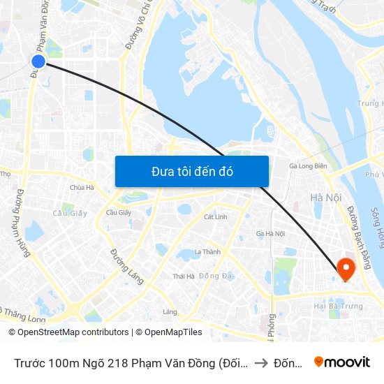 Trước 100m Ngõ 218 Phạm Văn Đồng (Đối Diện Công Viên Hòa Bình) to Đống Mác map