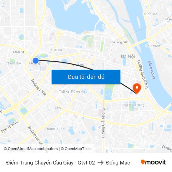 Điểm Trung Chuyển Cầu Giấy - Gtvt 02 to Đống Mác map