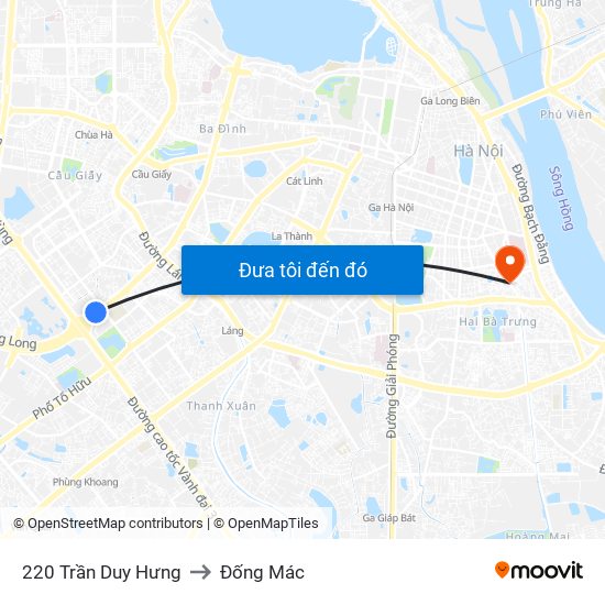 220 Trần Duy Hưng to Đống Mác map