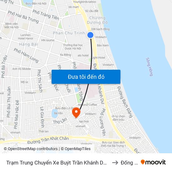 Trạm Trung Chuyển Xe Buýt Trần Khánh Dư (Khu Đón Khách) to Đống Mác map