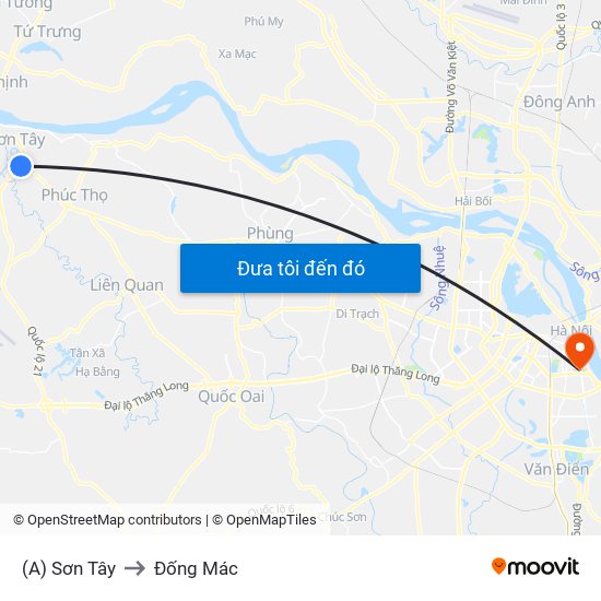 (A) Sơn Tây to Đống Mác map