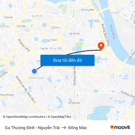 Ga Thượng Đình - Nguyễn Trãi to Đống Mác map