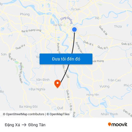 Đặng Xá to Đồng Tân map