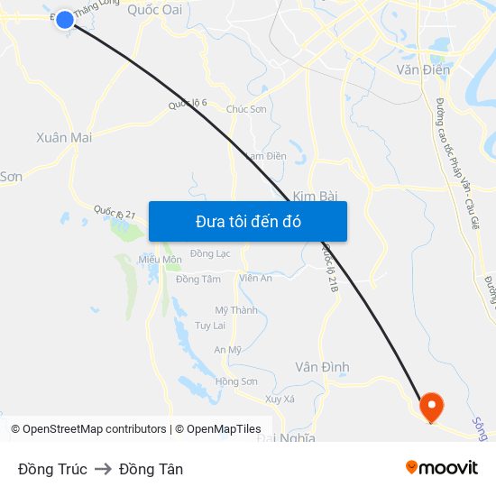 Đồng Trúc to Đồng Tân map