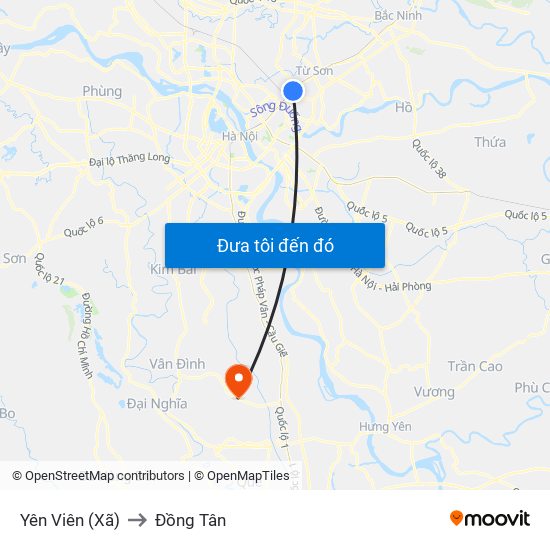 Yên Viên (Xã) to Đồng Tân map