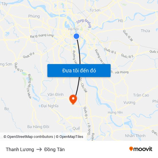 Thanh Lương to Đồng Tân map