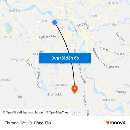 Thượng Cát to Đồng Tân map