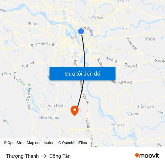 Thượng Thanh to Đồng Tân map