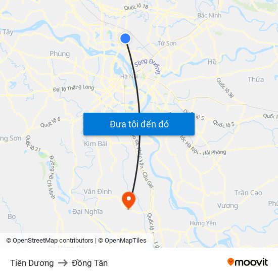 Tiên Dương to Đồng Tân map
