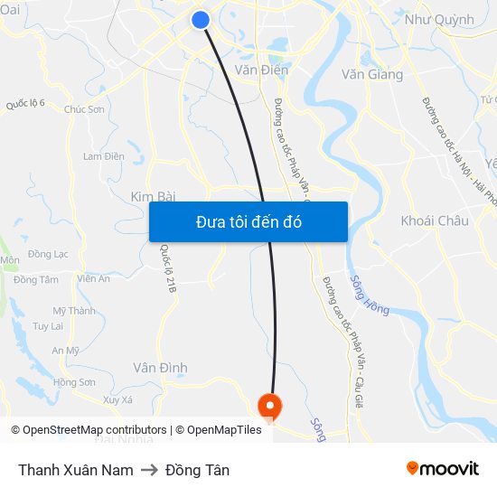 Thanh Xuân Nam to Đồng Tân map